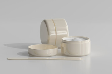 Isolated Cosmetic Jar with Transparent Label 3D Rendering