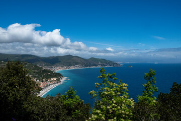 Obraz premium landscape of the urban center of Noli and its stretch of coast, the pride of western Liguria
