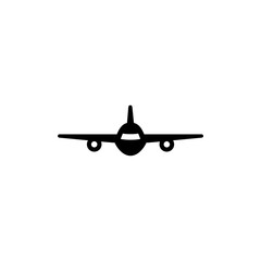 Fly Airplane, Flying Aircraft, Aviation. Flat Vector Icon illustration. Simple black symbol on white background. Fly Airplane, Flying Aircraft sign design template for web and mobile UI element.