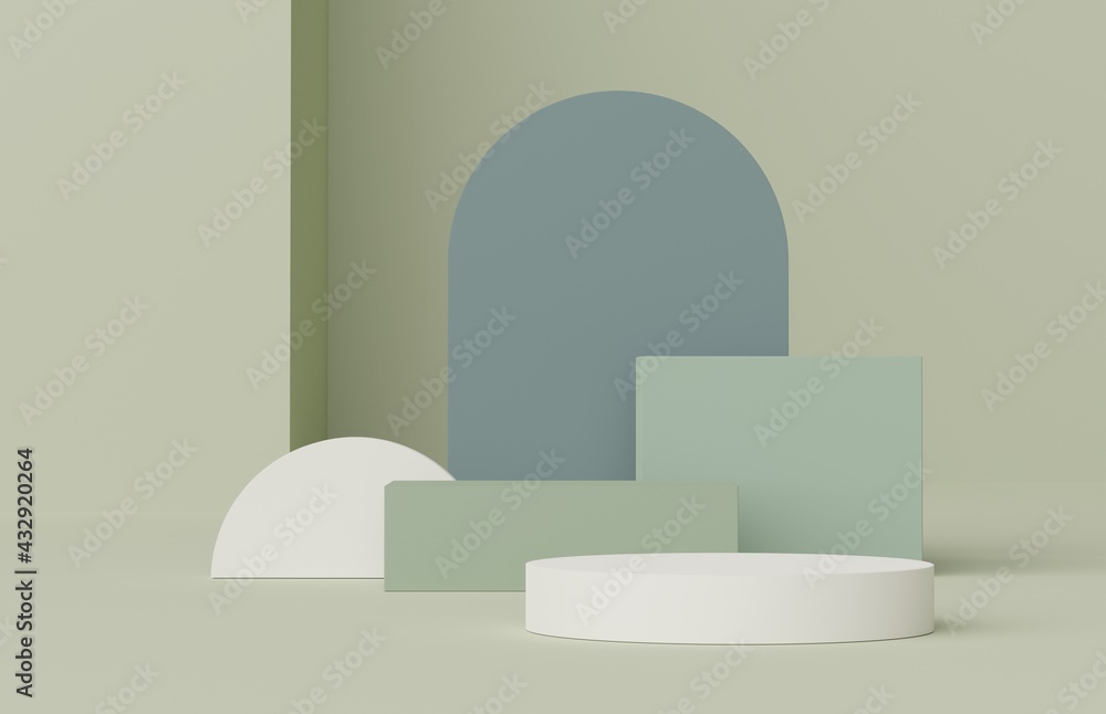 Aufkleber 3d render of abstract minimal display podium for showing products, cosmetic presentation and mock up