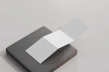 Isolated Square Tri Fold Brochure 3D Rendering