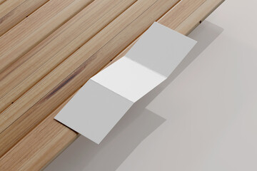 Isolated Square Tri Fold Brochure 3D Rendering