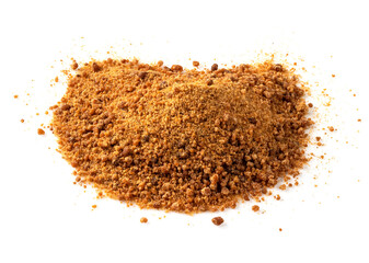 pile of granulated coconut blossom sugar on white