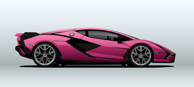 Sport car, view from side, in vector.
