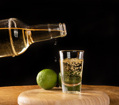 Brazilian drink known as Cacha&ccedil;a, drink from sugar cane. It is used in the preparation of the caipirinha known worldwide, selective focus.