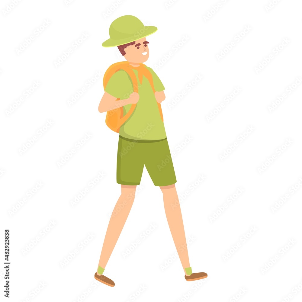 Poster smiling scouting boy icon. cartoon of smiling scouting boy vector icon for web design isolated on wh