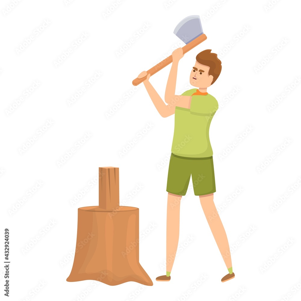 Poster scouting axe wood icon. cartoon of scouting axe wood vector icon for web design isolated on white ba