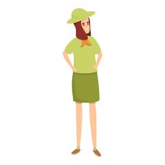 Scouting vacation woman icon. Cartoon of Scouting vacation woman vector icon for web design isolated on white background
