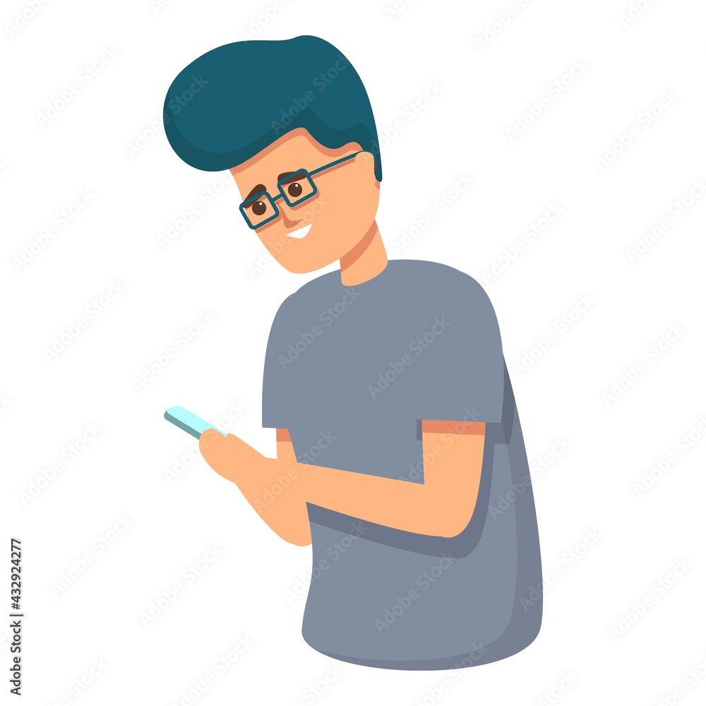 Poster student messaging network icon. cartoon of student messaging network vector icon for web design isol