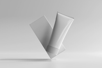 Isolated Cosmetic Cream Tube with Box 3D Rendering