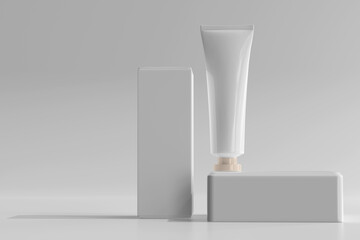 Isolated Cosmetic Cream Tube with Box 3D Rendering