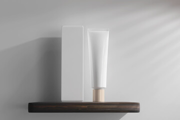 Isolated Cosmetic Cream Tube with Box 3D Rendering