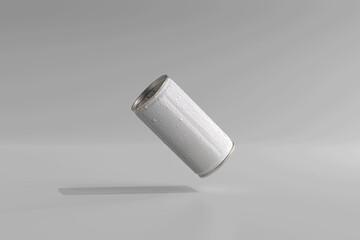 180ml Mini Soda or Beer Can with Water Drops 3D Rendering