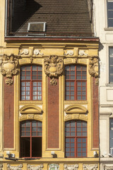 Fototapeta premium facade details of The Vieille Bourse, Old Stock Exchange in Lille, France
