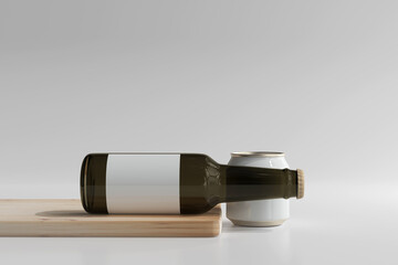 250ml Stubby Soda or Beer Can and Bottle 3D Rendering