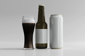500ml Sleek Soda or Beer Can with Bottle 3D Rendering