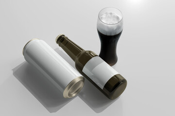 500ml Sleek Soda or Beer Can with Bottle 3D Rendering