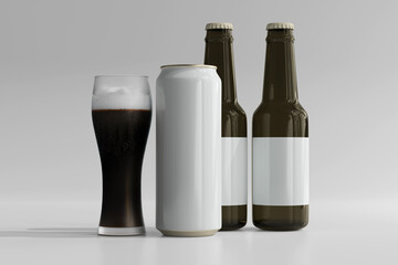 500ml Sleek Soda or Beer Can with Bottle 3D Rendering