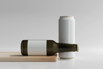 500ml Sleek Soda or Beer Can with Bottle 3D Rendering