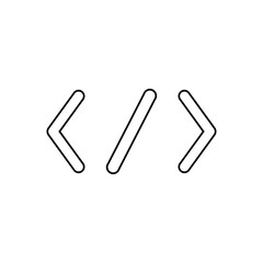 Coding icon line icon. Simple style artificial intelligence technology coding poster background symbol. Logo design element. T-shirt printing. Vector for sticker.