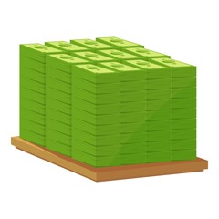 Bank cash wood pallet icon. Cartoon of Bank cash wood pallet vector icon for web design isolated on white background