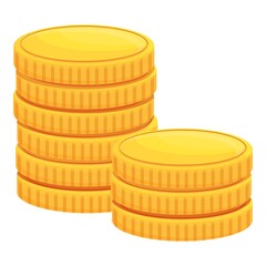 Gold money coins icon. Cartoon of Gold money coins vector icon for web design isolated on white background