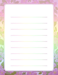 Lined letterhead paper page with a floral frame design
