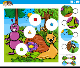 match pieces task with cartoon ant and snail characters