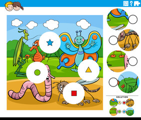 match pieces task with cartoon insects characters