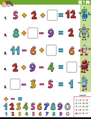 math calculation educational task worksheet page for children