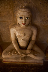 Chandraprabhu Jain Temple inside the Jaisalmer fort. Day. Jainism believes that universe and all...