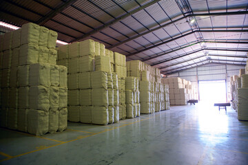 Warehouse with cotton bales
