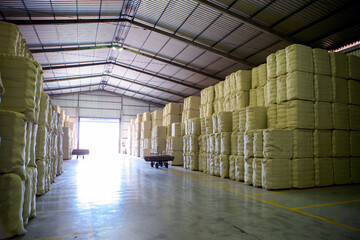 Warehouse with cotton bales