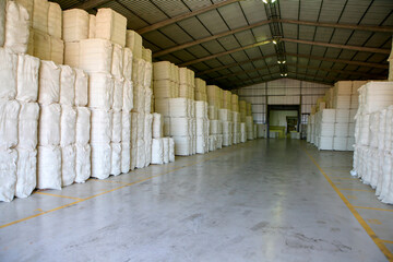 Warehouse with cotton bales