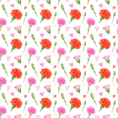 Seamless pattern floral juicy and bright carnation for textures, Factories, Textiles, Postcards