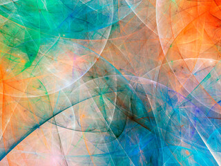 blue and orange abstract fractal background 3d rendering illustration