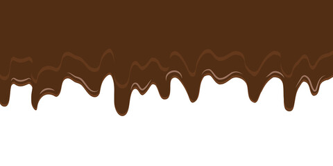 Vector dripping chocolade on a white background. Illustration for design with space for text. Vector illustration.