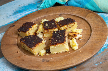 Brazilian creamy corn cake made with a type of corn flour