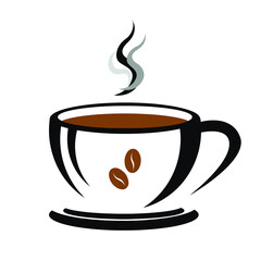 Vector coffee cup, hot drink mug illustration for coffee shop