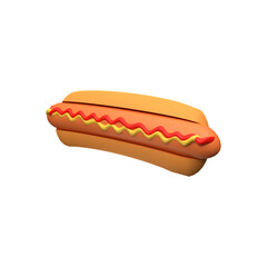 3d hotdog illustration. 3d rendering of hotdog. 3d hotdog icon