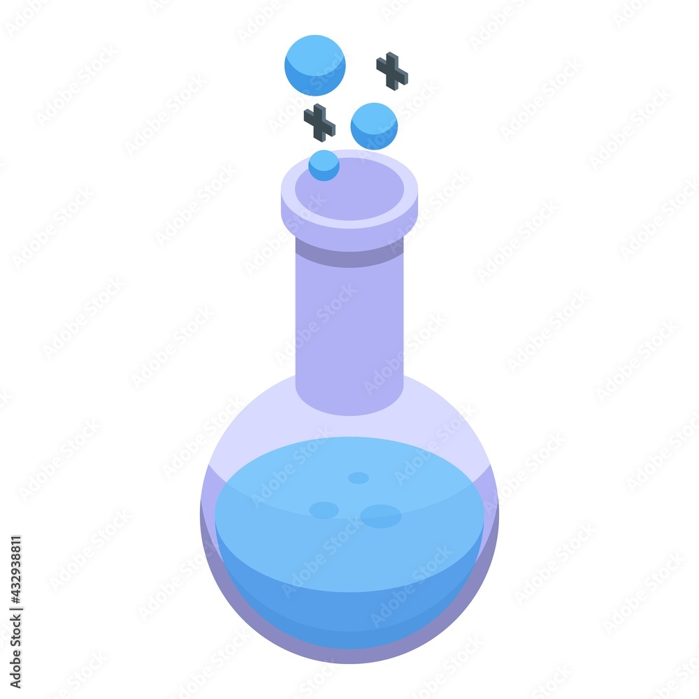 Poster research scientist chemical flask icon. isometric of research scientist chemical flask vector icon f