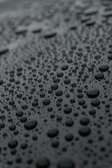 Hydrophobic effect on car varnish after using ceramic coating. Water drops on car