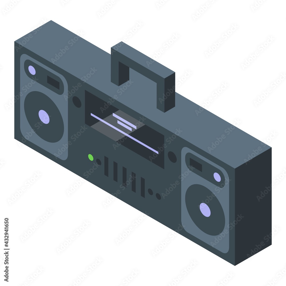 Poster tape recorder icon. isometric of tape recorder vector icon for web design isolated on white backgrou