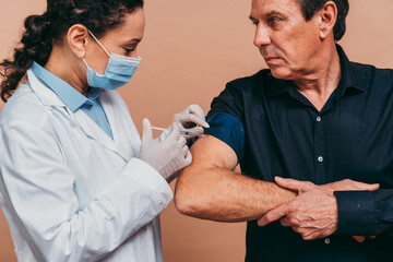 Fototapeta premium Peple gettig vaccine for covid-19 virus, vaccination against coronavirus