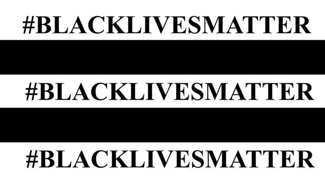 Black lives matter in white animation letters text over black background, social activists quote for human right protest in USA America