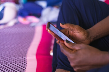 Woman using her smartphone.
