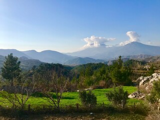 Naklejka premium landscape in the mountains
