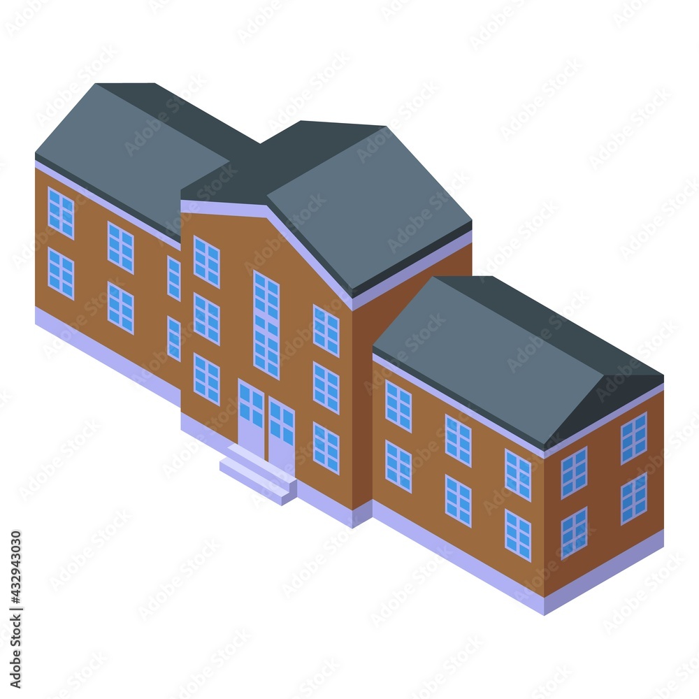Poster campus academy icon. isometric of campus academy vector icon for web design isolated on white backgr