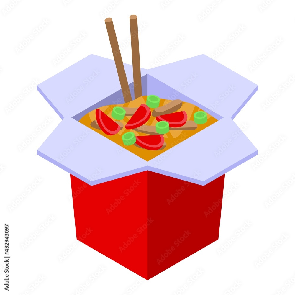 Poster wok menu box icon. isometric of wok menu box vector icon for web design isolated on white background