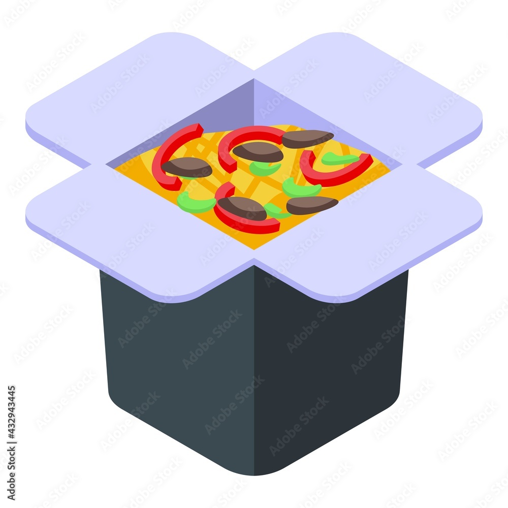 Poster wok menu icon. isometric of wok menu vector icon for web design isolated on white background